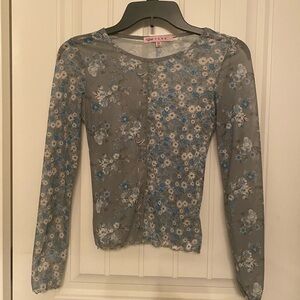 Gaze Blue and Gray Floral Blouse